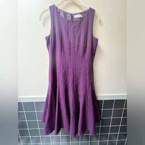 Calvin Klein Purple Pleated A-Line Mini Dress